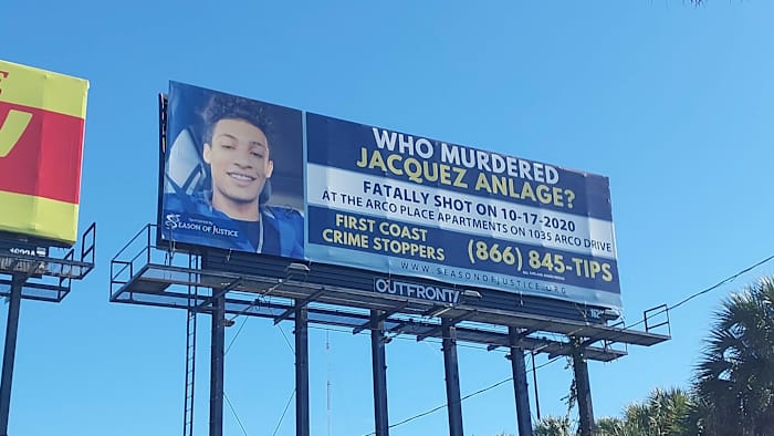 Billboard near EverBank Stadium brings attention to unsolved murder of man from 2020