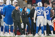 Indianapolis Colts assistant coach Isabel Diaz stands on the sideline during an NFL football...