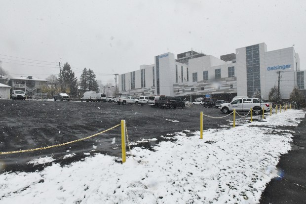A parking lot sits across from the Geisinger Community Medical...