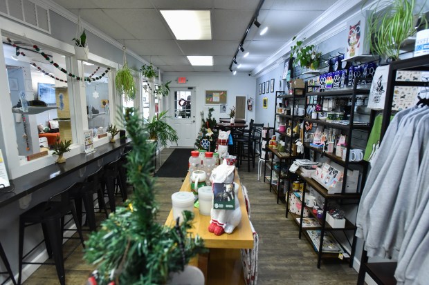 The inside of Purrfect Mugs Cat Cafe in Plains Twp....