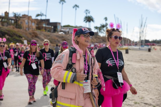Walkers participate in the final day of the Susan G. Komen 3 Day Walk in San Diego on Sunday, Nov. 16, 2025. (Zoë Meyers / For The San Diego Union-Tribune)