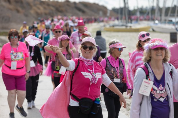 Walkers participate in the final day of the Susan G. Komen 3 Day Walk in San Diego on Sunday, Nov. 16, 2025. (Zoë Meyers / For The San Diego Union-Tribune)