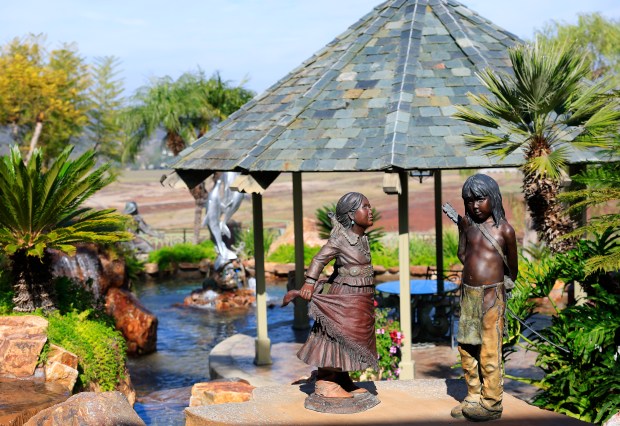 Outdoor water features and sculptures at 5893 Winland Hills Drive...