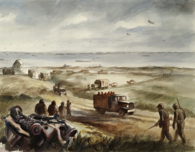 "Beach Activity" by Alexander P. Russo (watercolor on paper; 1944) is a part of the "From the Front Lines to Coronado's Backyard: 250 Years of Military Service," which opened Nov. 1 and is on display through Feb. 15 at the Coronado Museum. (Naval History and Heritage Command)