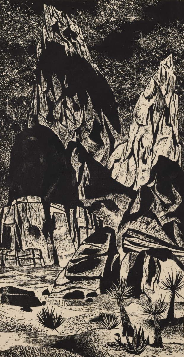 Harry Sternberg's "Starry Night," a power-tool woodcut, circa 1958-60 (Philipp Scholz Rittermann for SDMA)