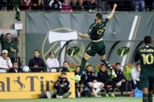 Kristoffer Velde #99 of Portland Timbers celebrates his goal during the 2025 MLS Cup Playoff match between San Diego FC and Portland Timbers at Providence Park on Nov. 01, 2025 in Portland, Oregon.  (Photo by Steph Chambers/Getty Images)