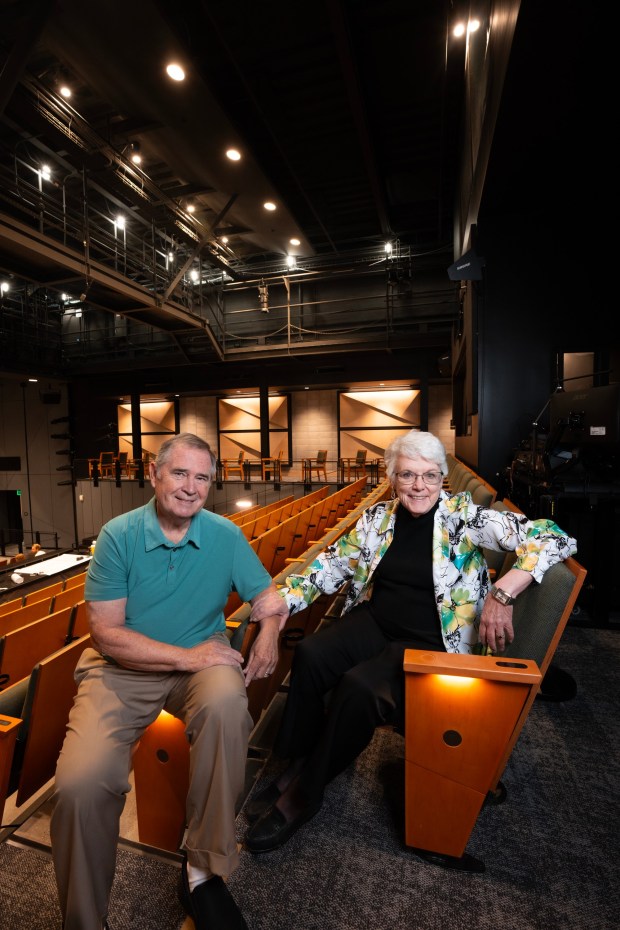 Bill and Judy Garrett are local theater lovers who underwrite Cygnet Theatre and the UCSD MFA Playwriting Program's The Finish Line new play series. It's a weeklong new play festival held each Nov. where selected playwrights can develop and present readings of their work. They're seen here Oct. 24 in Cygnet's Joseph Clayes III theater at The Joan at Arts District Liberty Station in San Diego. (Nelvin C. Cepeda / The San Diego Union-Tribune)