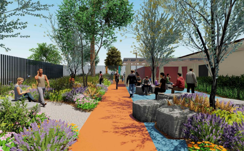 A rendering of a renovated Benjamin Franklin Branch Library