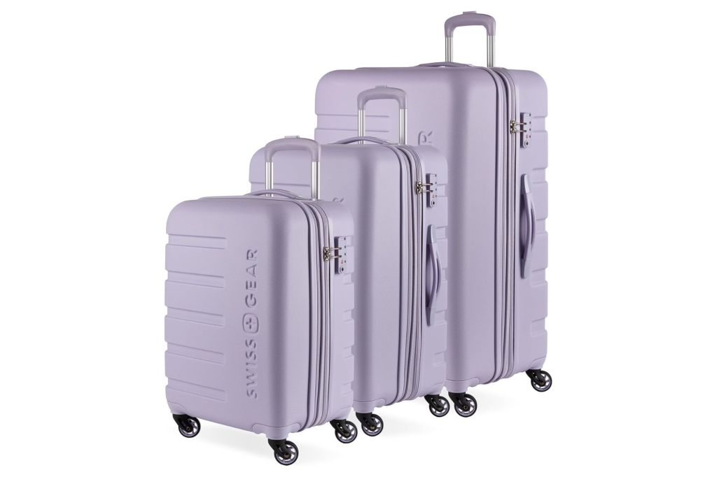 A purple 3-piece luggage set.