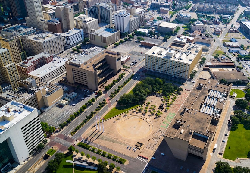 Dallas City Hall and the downtown central library were intended to serve as two pieces of...
