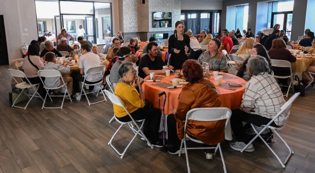 Hundreds of guests arrive to enjoy a free Thanksgiving Day...