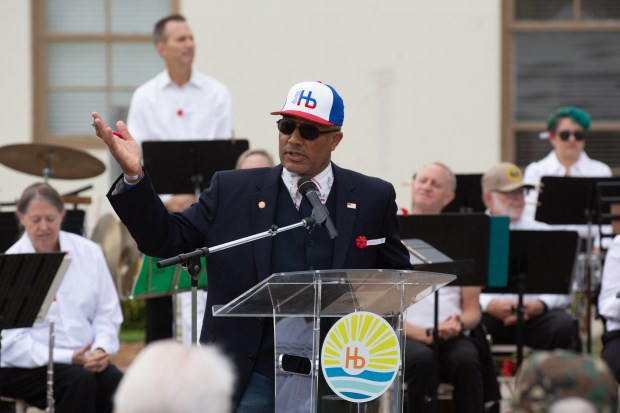 Councilman Raymond Jackson presents a Veteran’s Day ceremony in Hermosa...