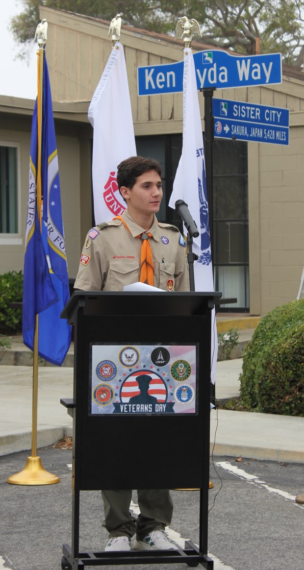 Tyler Murphy, with Troop 783 of Rolling Hills Estates, spoke...