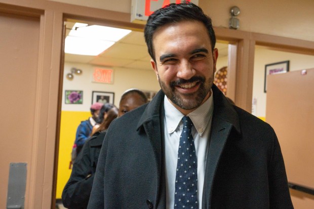 Zohran Mamdani campaigns in Brooklyn on Thursday. 