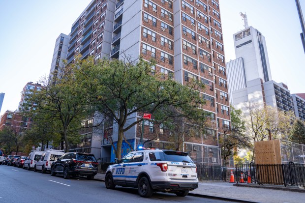 Kimberly Olmos, 18, was fatally shot in the head inside NYCHA's Harborview Terrace complex on W. 56th St. in Manhattan early Sunday. (Theodore Parisienne / New York Daily News)