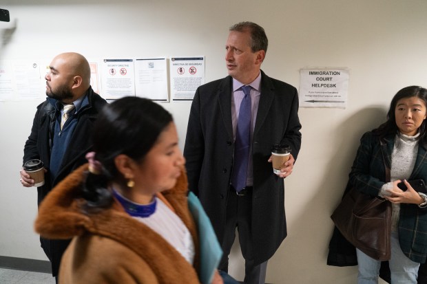 New York City Comptroller Brad Lander observes immigration court at the Jacob K. Javits Federal Building on Friday, Nov. 21, 2025 in Manhattan, New York. (Barry Williams/ New York Daily News)