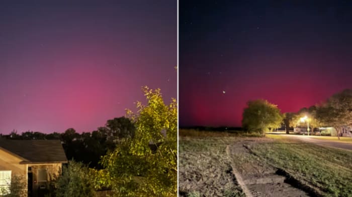 Viewers capture aurora photos lighting up Texas sky during G4-level geomagnetic storm