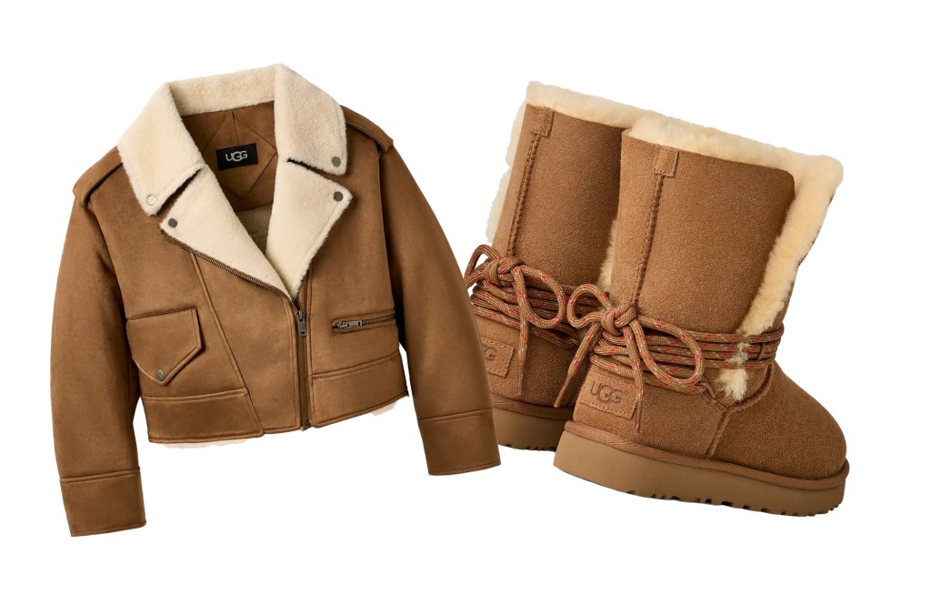 UGG brown shearling jacket and boots.