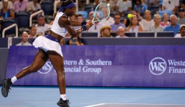 Coco Gauff in action ahead of the WTA Wuhan Open.