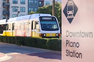 A DART Red Line train arrives at Downtown Plano Station on Wednesday, Nov. 5, 2025, in Plano.
