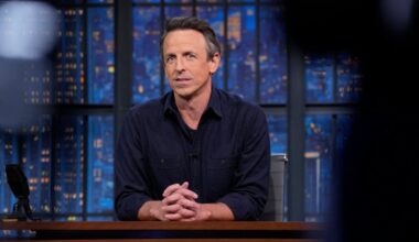 Host Seth Meyers during the monologue on Monday's episode of "Late Night."