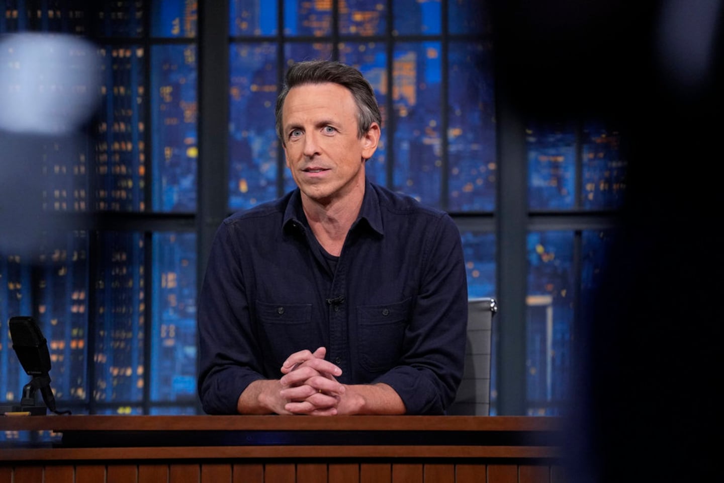Host Seth Meyers during the monologue on Monday's episode of "Late Night."