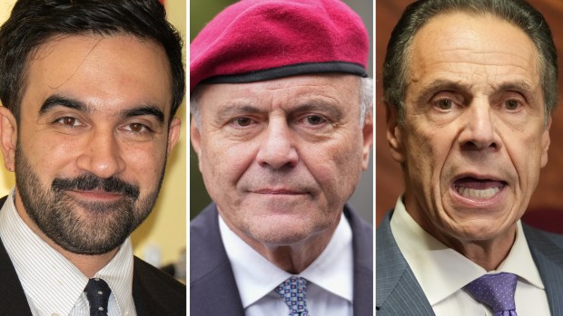 Zohran Mamdani, Curtis Sliwa, and former Gov. Andrew Cuomo.