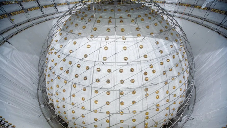  A white sphere deep underground. 