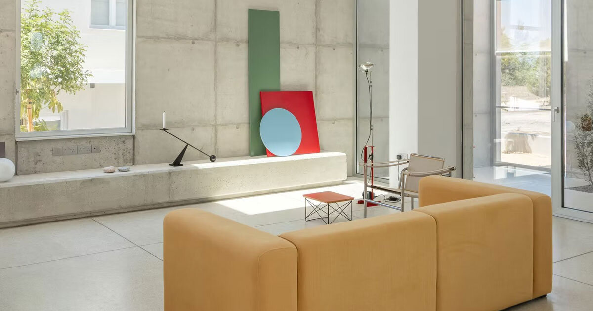 vertical cuts split monolithic aer suburban residence in cyprus