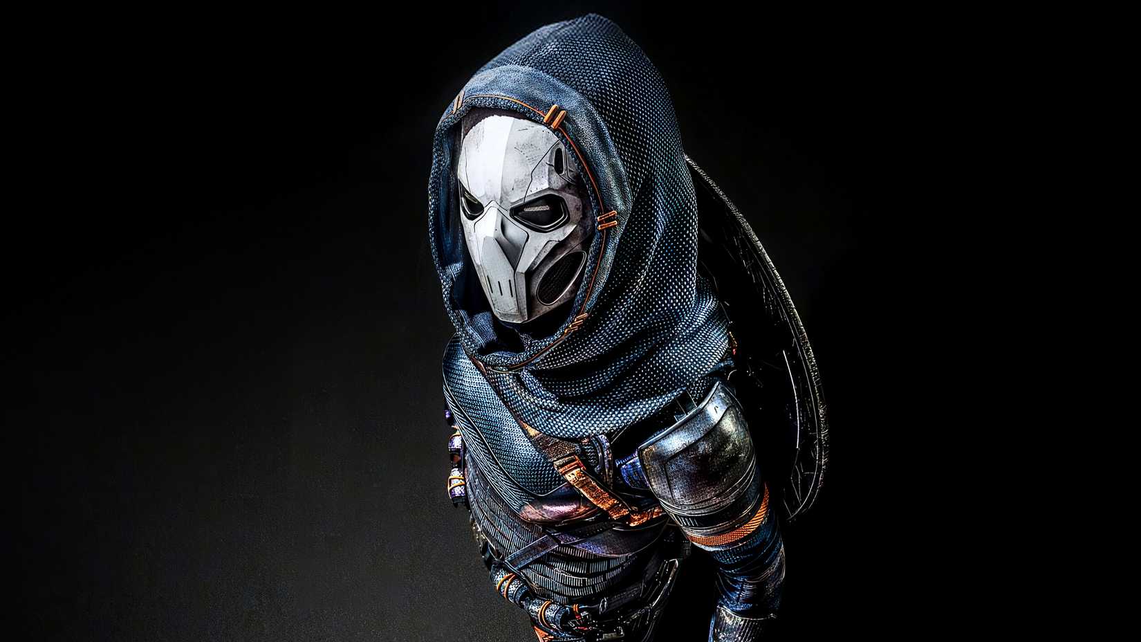 Antonia Dreykov aka Taskmaster looks up at the camera on a black background in Thunderbolts character poster