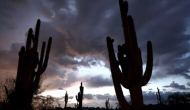 monsoon season clouds pass near Apache Junction, Arizona