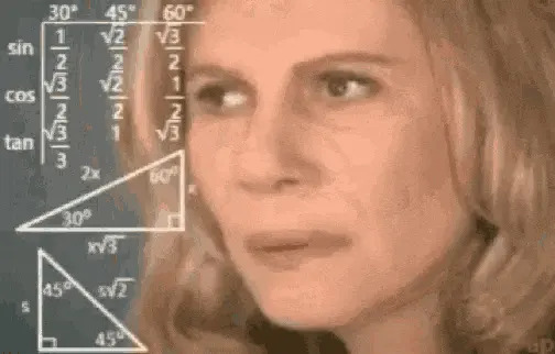 Gif of a confused white woman surrounded by math symbols
