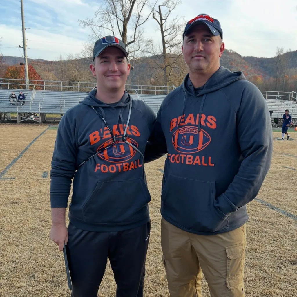 Travis Turner and his son Bailey, coaches at Union High School in Virginia.