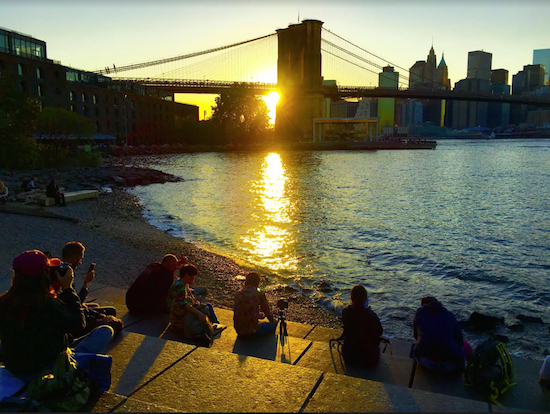 Sunset in Brooklyn Bridge Park — it's irresistible this time of year. Eagle photos by Lore Croghan