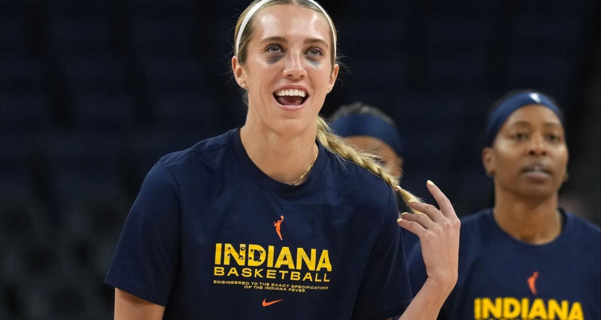 Lexie Hull of the Indiana Fever sporting two black eyes during a WNBA game. (Photo: IMAGN)