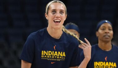Lexie Hull of the Indiana Fever sporting two black eyes during a WNBA game. (Photo: IMAGN)