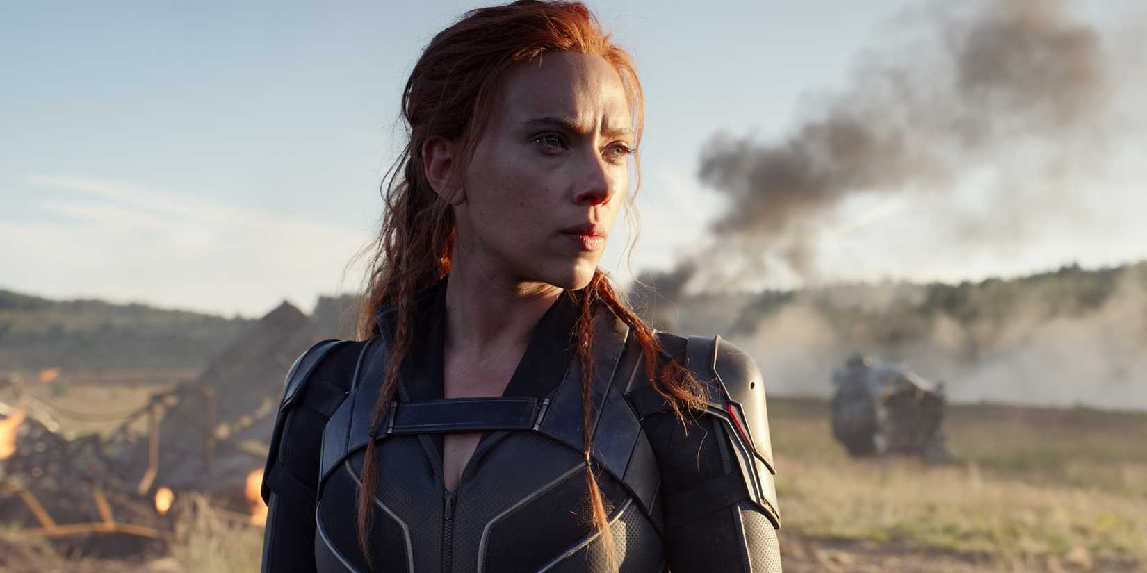 Natasha standing among wreckage in Black Widow