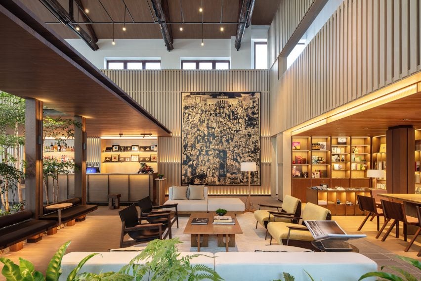 Lobby interior at Jiangnan House Yangzhou Guangling in China