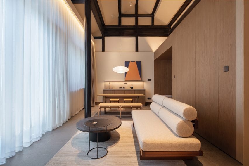 Hotel interior at Jiangnan House Yangzhou Guangling by BLUE Architecture Studio and the Urban Architecture Lab at Southeast University