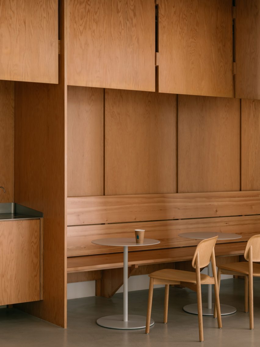 Seating area of Blue Bottle Coffee at West Bund by Atelier Tao+C
