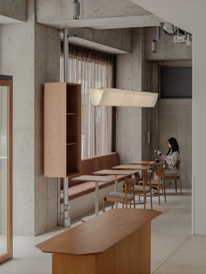 Washi-paper lamp in Osaka cafe