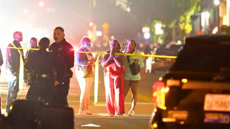 Law enforcement, bystanders and loved ones surround the aftermath of a fatal hit-and-run in South Los Angeles. October 2025. (OnScene Media)