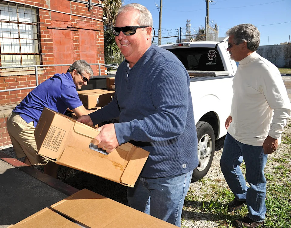 Casey Jones of St. Johns County, center, one of the survivors of the "Miracle on the Hudson" plane crash, founded an annual Thanksgiving turkey drive for Salvation Army and the Mandarin Food Bank. He is shown in 2015 delivering turkeys to the Salvation Army.