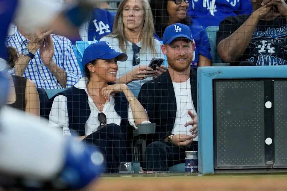 Markle and Harry attended Game 4 of the World Series at Dodger Stadium. AP