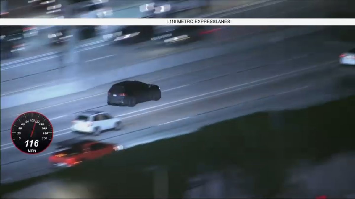 Reckless driver weaves through traffic during pursuit in downtown LA – NBC Los Angeles