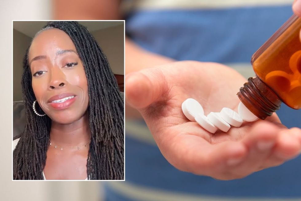 Christine headshot and pills in hand