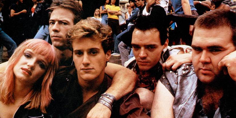 CLASS OF 1984, from left Lisa Langlois, Neil Clifford, Timothy Van Patten, Stefan Arngrim, Keith Knight, 1982