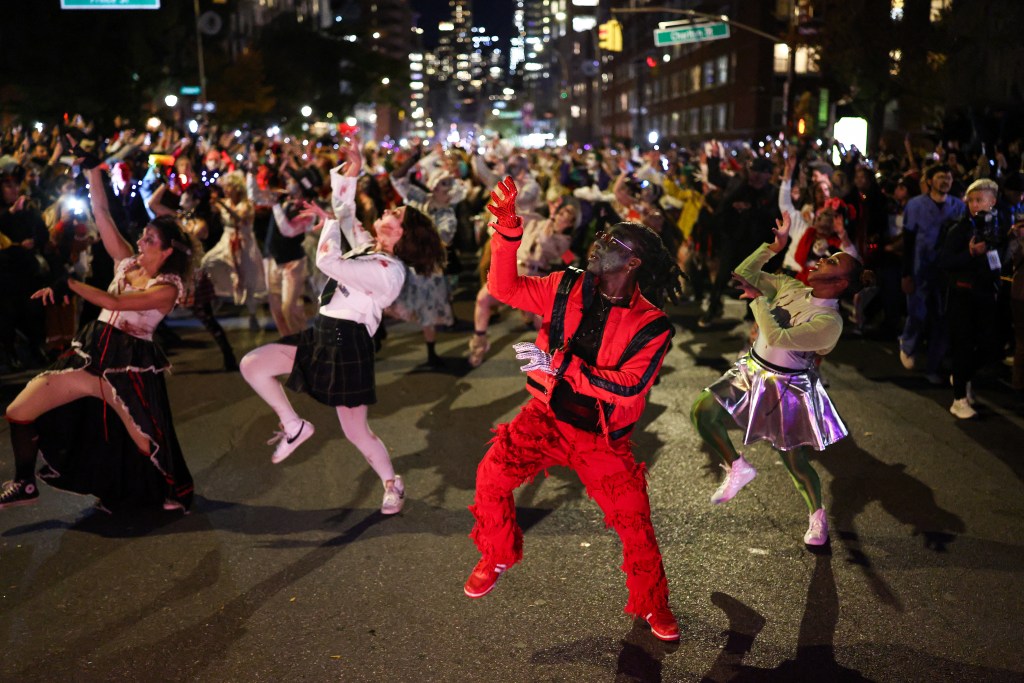 Participants in the annual Village Halloween Parade prepare to march through lower Manhattan on October 31, 2025 in New York City.