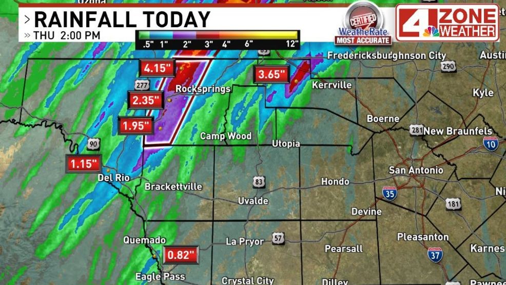 Rainfall totals through 2pm