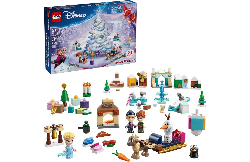 LEGO Disney Frozen Advent Calendar set and assembled mini-builds.